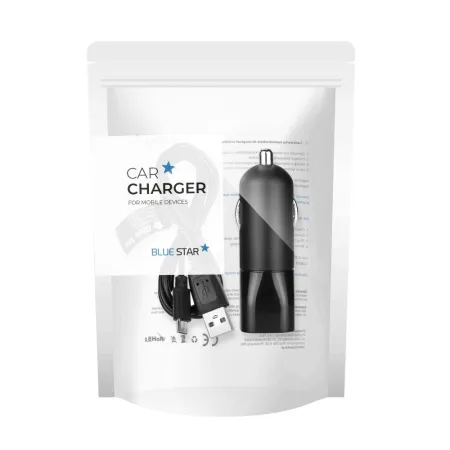 Ładowarka samochodowa Blue Star USB A 2A + kabel USB A do Micro USB czarna