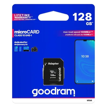 GOODRAM karta pamięci microSD 128GB 100MB/s class 10 UHS I z adapterem SD