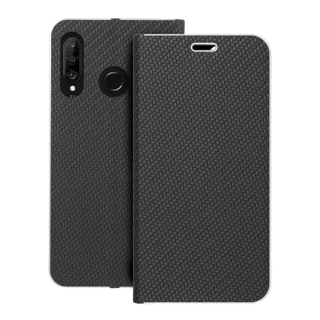 Etui z klapką na Huawei P30 LITE Luna Book Carbon czarne