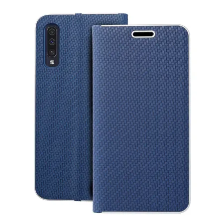 Etui z klapką na Samsung A50 Luna Book Carbon niebieskie