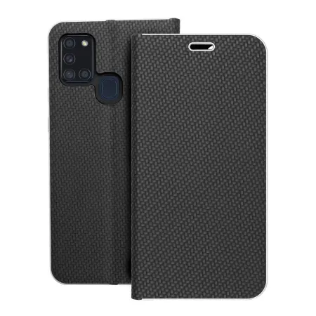 Etui z klapką na Samsung A21s Luna Book Carbon czarne