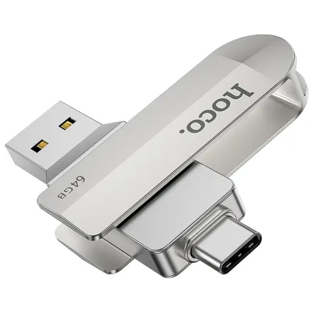 Pendrive 64GB USB 3.0 (USB A + USB C) Hoco UD10 srebrny