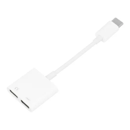 Adapter AUX 2w1 Typ C (męski) do Typ C (żeński) / Typ C (żeński) BOX biały [DAC]