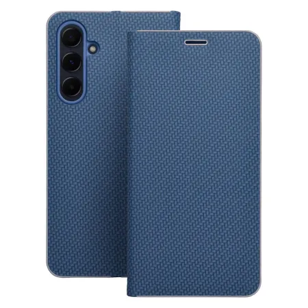 Etui z klapką na Samsung S22 Luna Book Carbon niebieskie