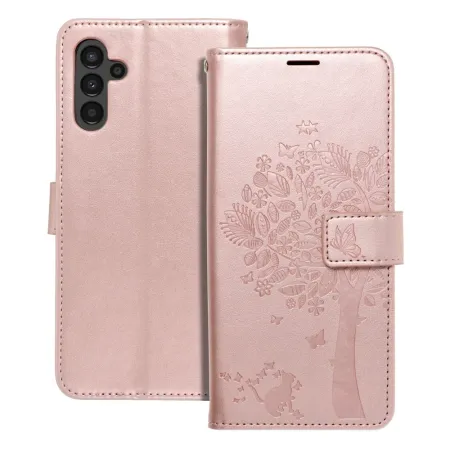 Etui z klapką na Samsung A13 5G / A04S Mezzo Book drzewo złoto-różowe