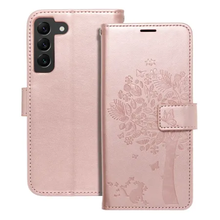 Etui z klapką na Samsung S22 Mezzo Book drzewo złoto-różowe