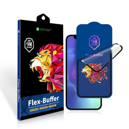 Szkło hybrydowe 5D do iPhone 13 MINI z powłoką antybakteryjną Biomaster Bestsuit Flex-Buffer czarne