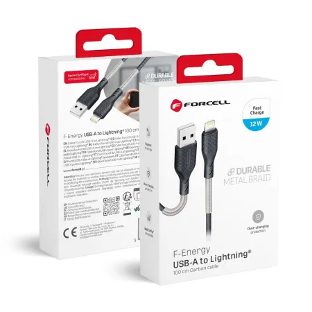 Kabel USB-A do Lightning Forcell F-Energy 2,4A 12W Carbon 1 m CB-01A czarny