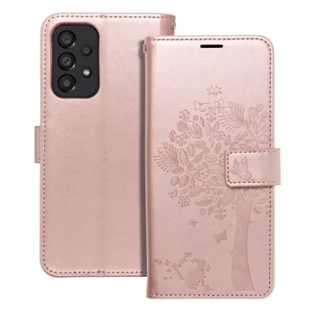 Etui z klapką na Samsung A33 5G Mezzo Book drzewo złoto-różowe