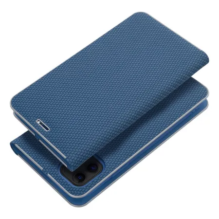 Etui z klapką na iPhone 14 Luna Book Carbon niebieskie