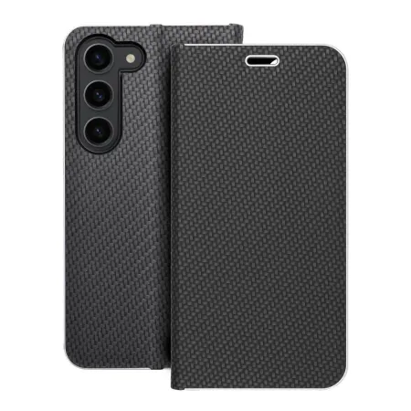 Etui z klapką na Samsung S23 Luna Book Carbon czarne