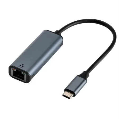 Adapter Typ C (męski) do RJ45 ETHERNET 10/100/1000Mbps ART USBC-LAN OEM-C6 0,15 m szary