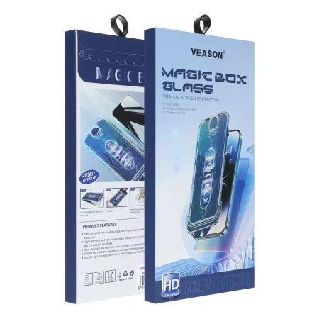 Szkło Hartowane 6D do iPhone 13 PRO / 14 Veason Pro Easy-Install Glass z aplikatorem czarne