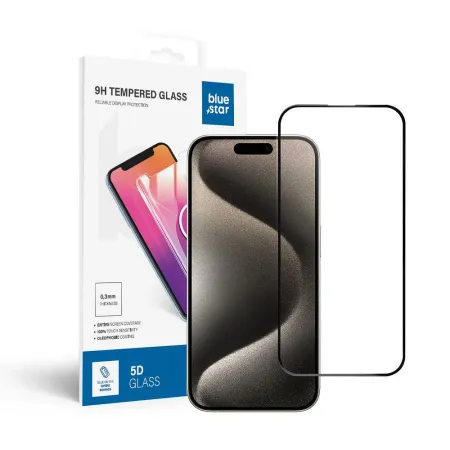 Szkło hartowane 5D Full Glue do iPhone 15 PRO Blue Star czarne