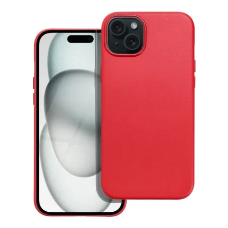 Futerał LEATHER MAG COVER kompatybilny z MagSafe do IPHONE 15 Plus czerwony