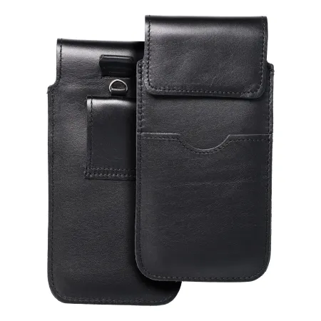 Etui wsuwane na telefon skórzane wsuwka z klapką do iPhone 6 PLUS / Samsung A52 / Xiaomi Redmi NOTE 10 Royal rozmiar 2XL czarne