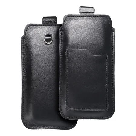 Etui wsuwane na telefon skórzane wsuwka z pull-up do iPhone 11 / 12 / 13 / Samsung S7 EDGE Royal rozmiar XL czarne