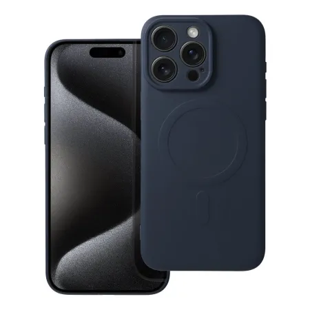 Etui na iPhone 15 PRO MAX Silicone Mag Cover zgodne z MagSafe (camera protection) tytanowy niebieskie