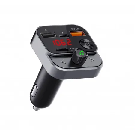 ART transmiter FM bluetooth 5.0 + USB A QC3.0 + Typ C (total 30W) FM-84B czarny