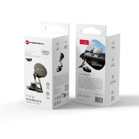 Uchwyt na telefon do samochodu magnetyczny Forcell F-Grip IronSecure do szyby / deski czarny