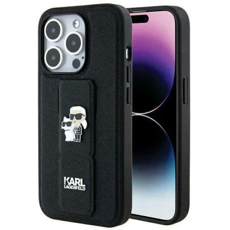 KARL LAGERFELD futerał do IPHONE 14 Pro KLHCP14LGSAKCPK (Gripstand Saffiano KC PIN) czarny
