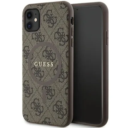 GUESS futerał do IPHONE 11 kompatybliny z MagSafe GUHMN61G4GFRW (4G Ring classic logo) brązowy