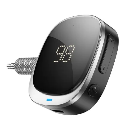 Adapter AUX bluetooth Jack 3,5 mm Hoco z wyświetlaczem E80 czarny