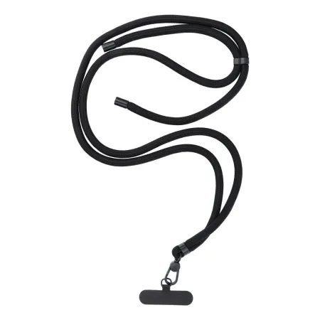 Smycz do telefonu, Zawieszka do telefonu - SWING (8mm) z regulacją długości / długość sznura 165cm (max 82,5cm w pętli) / na ramię lub szyję - czarny