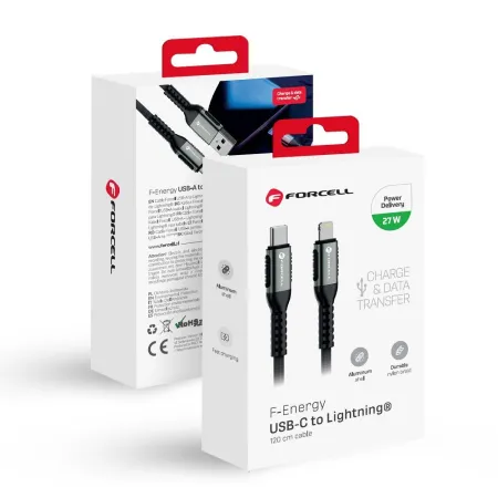 Kabel USB-C do Lightning Forcell F-Energy PD 3A 27W Cafule 1,2 m C259 czarny