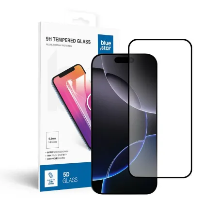Szkło hartowane 5D Full Glue do iPhone 16 PRO / 17 / 18 Blue Star czarne