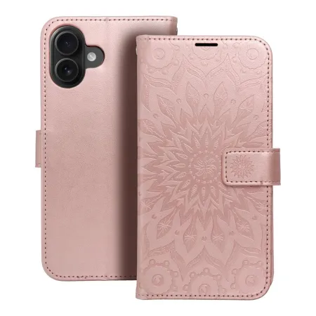 Etui z klapką na iPhone 16 PLUS Mezzo Book mandala złoto-różowe