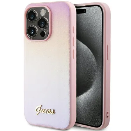 GUESS futerał do IPHONE 14 Pro GUHCP14LPSAIRSP (Saffiano Iridescent Script) pink