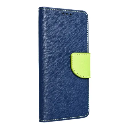 Etui z klapką na iPhone 16 PLUS Fancy Book granatowo-limonkowe