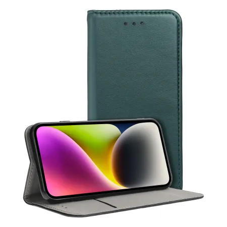 Etui z klapką na iPhone 16 Smart Magneto ciemnozielone