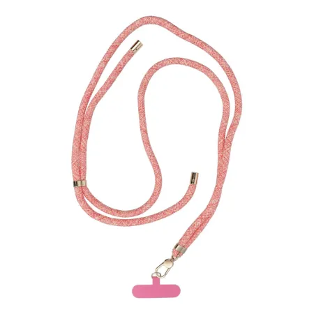 Smycz do telefonu, Zawieszka do telefonu - SWING (8mm) z regulacją długości / długość sznura 165cm (max 82,5cm w pętli) / na ramię lub szyję - różowo