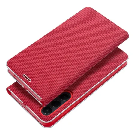Etui z klapką na Samsung S25 Luna Book Carbon czerwone