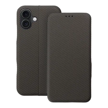 Etui z klapką na iPhone 16 PLUS Folio Side Magnet brązowe