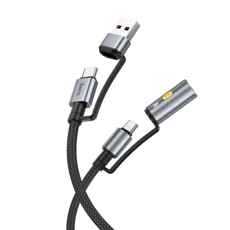 Kabel All-in-one USB A / USB C do USB C / zapalniczka samochodowa Hoco 3A 60W 1,2 m U138 czarny