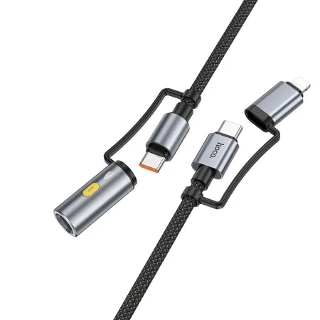 Kabel All-in-one USB C / Lightning do USB C / Zapalniczka samochodowa Hoco PD 3A 60W 1,2 m U138 1,2 m szary