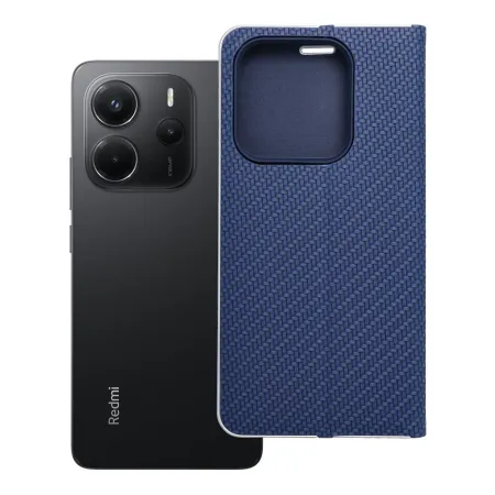 Etui z klapką na Xiaomi Redmi NOTE 14 5G Luna Book Carbon niebieskie