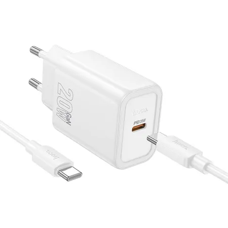 Ładowarka sieciowa do telefonu Hoco USB C QC PD 20W + kabel USB C do Lightning N60 biała