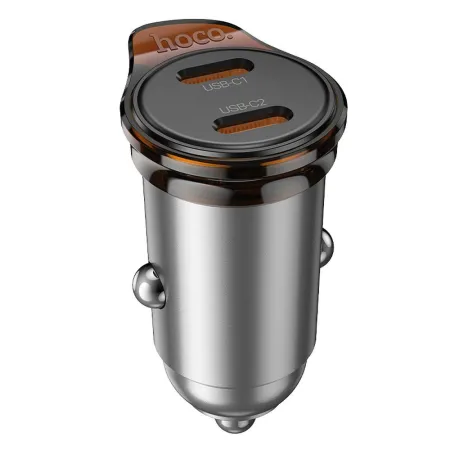 Ładowarka samochodowa Hoco 2 x USB C QC PD 45W NZ16B szara