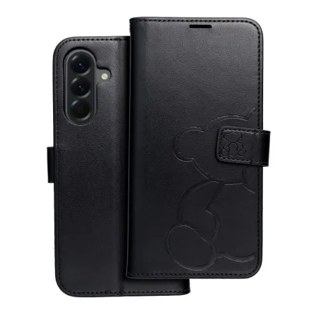 Etui z klapką na Samsung A56 5G Mezzo Book teddy bear czarne