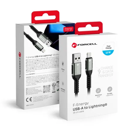 Kabel USB-A do Lightning Forcell F-Energy 2,4A 12W Cafule 0,25 m C257 czarny