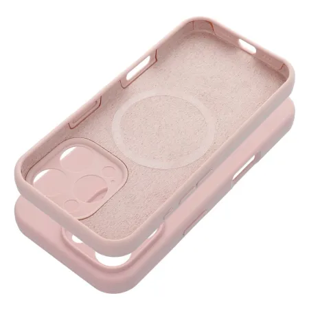 Etui na iPhone 15 PRO Silicone 2mm (camera protection) zgodne z MagSafe pudrowy różowe