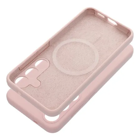 Etui na Samsung S25 EDGE Silicone 2mm (camera protection) zgodne z MagSafe pudrowy różowe