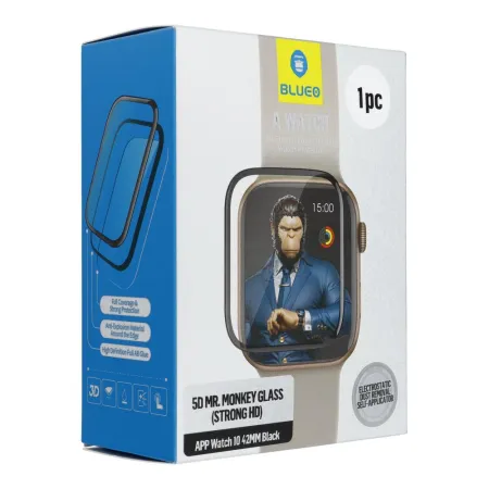 Szkło Hartowane 5D do Apple Watch 10/11 42MM Mr. Monkey Glass (Anti-Static Strong HD) czarne