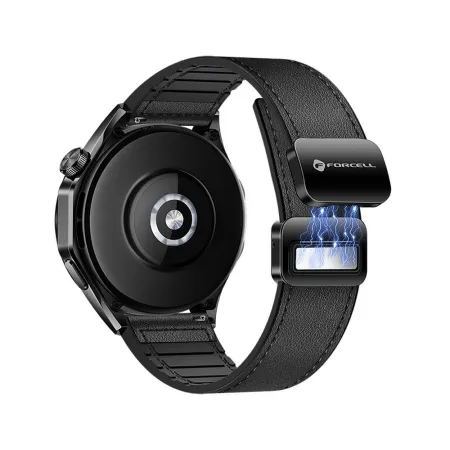 Pasek do Samsung Galaxy Watch Forcell F-Design FS20 magnetyczny skóra ekologiczna 22 mm czarny