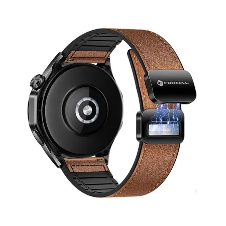 Pasek do Samsung Galaxy Watch Forcell F-Design FS20 magnetyczny skóra ekologiczna 22 mm brązowy