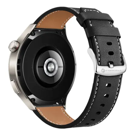 Pasek do Samsung Galaxy Watch Forcell F-Design FS21 dziurki skóra ekologiczna 22 mm czarny